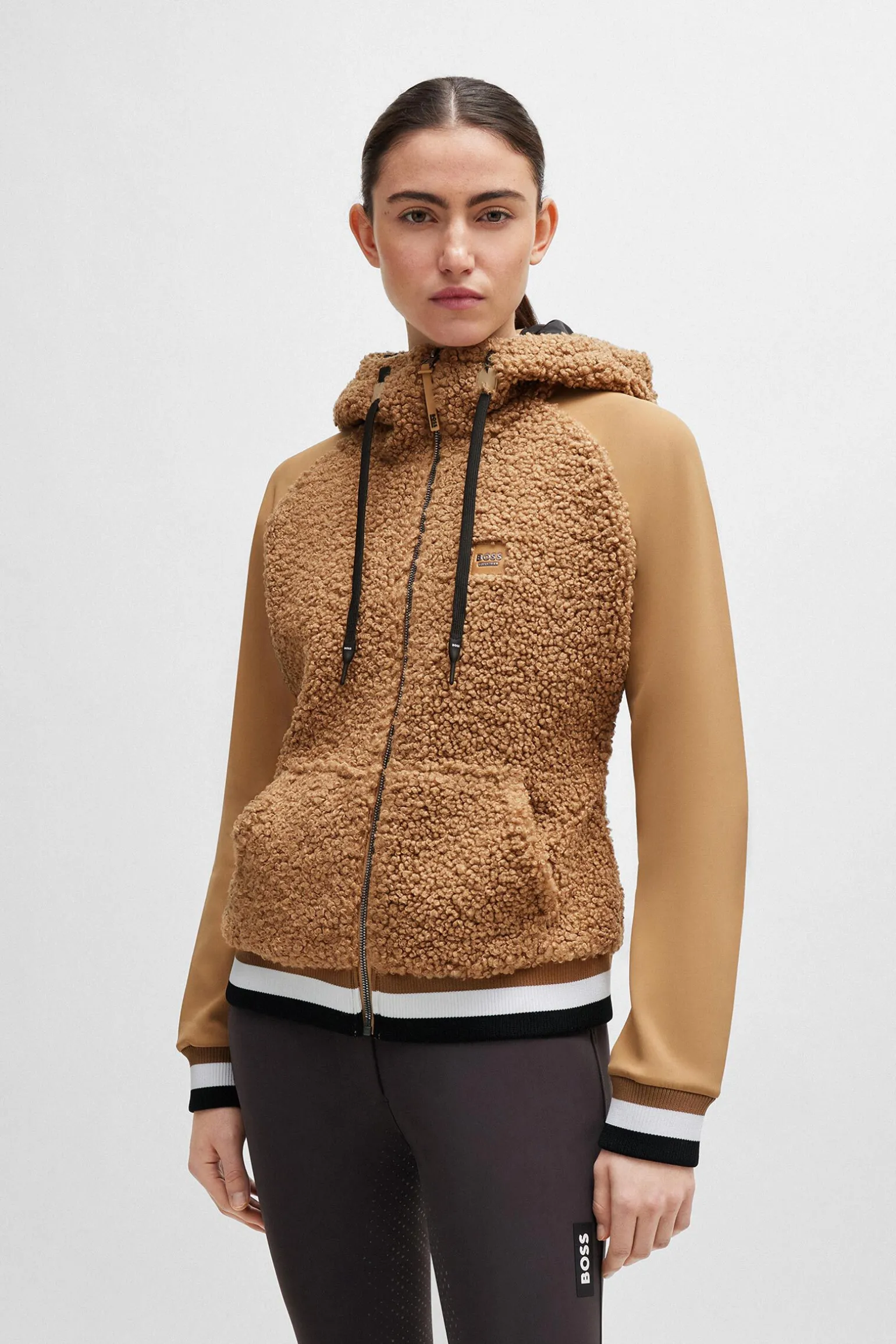 Boss Riva Teddy Hybrid Zip hettegenser
