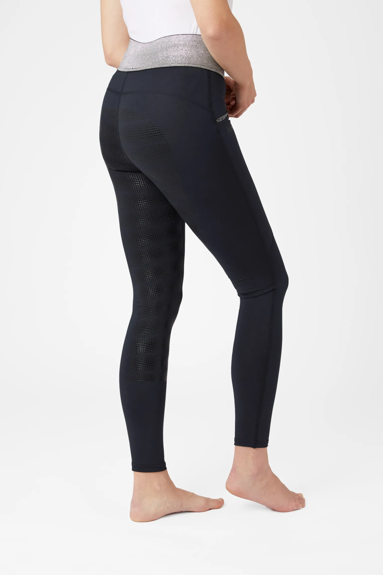 Horze helforsterket ridetights med silikon og glitterlinning, dame